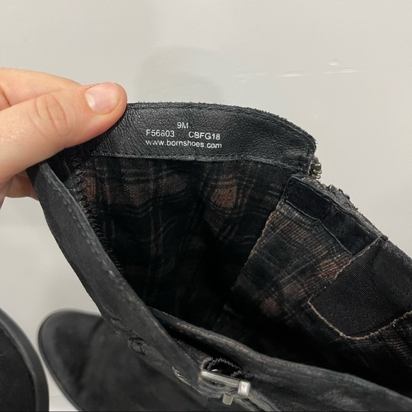 Born Basil Double Buckle Distress Black Suede Leather Heeled Riding Boot Size 8 - Picture 8 of 11